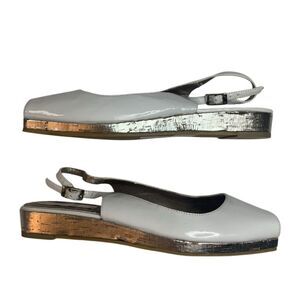 Vintage Spiegel White Peep Toe 
Slingback Flats Size 8‎ Adjustable Strap Shoes